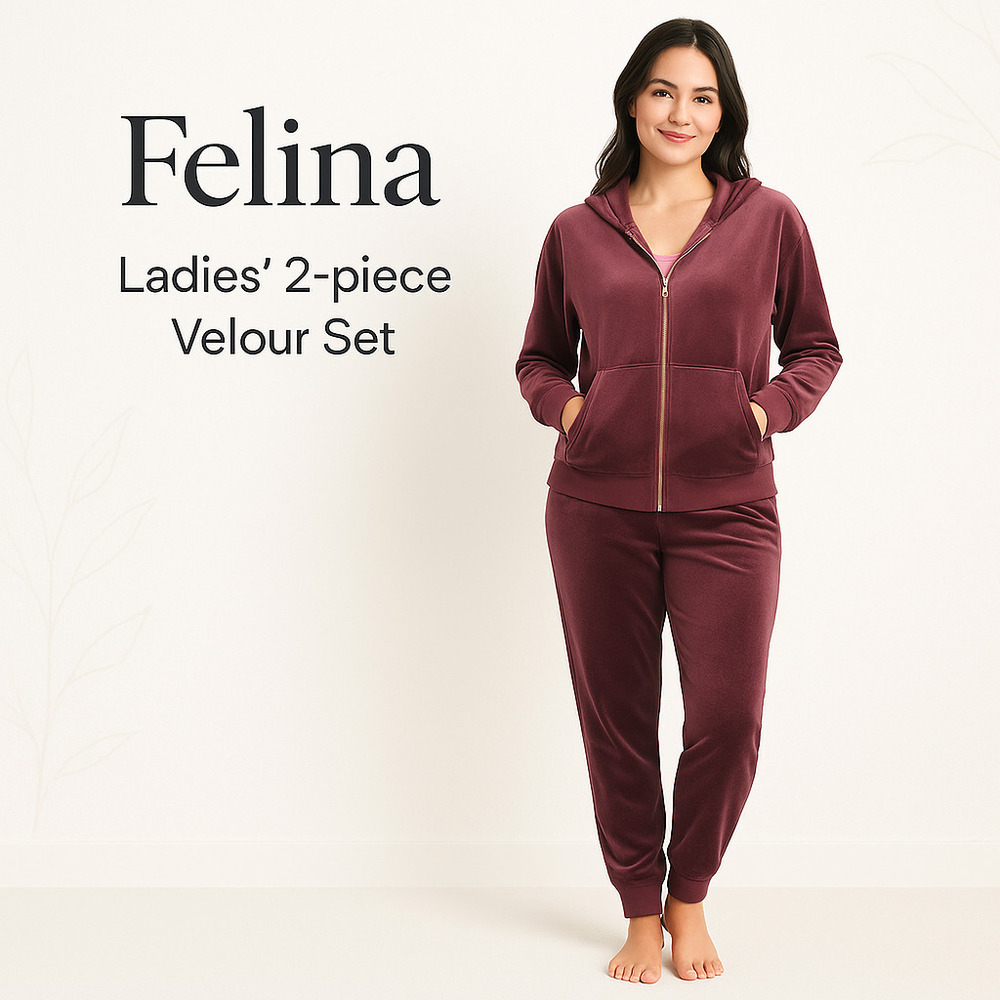 Felina Ladies' 2-piece Velour Set |  (Color: Fig)